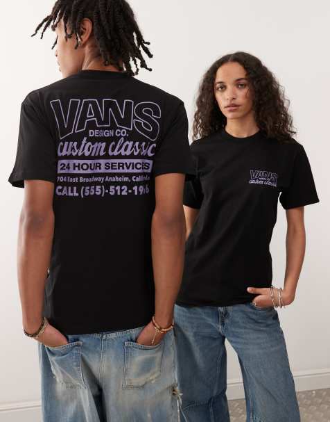 Vans - Sort T-shirt med butiksprint foran og bagpå - view 1
