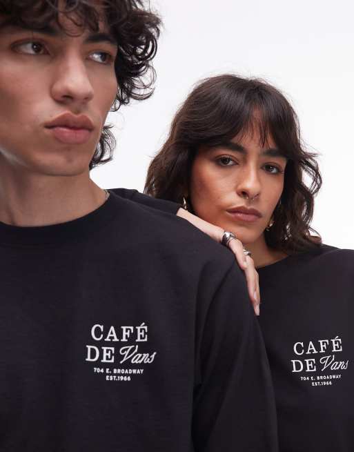 Vans - Sort T-shirt med lange ærmer og grafisk 'Cafe Vans'-print på ryggen, 2 af 4