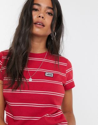 Vans - Spacey - Gestreept T-shirt in rood en wit