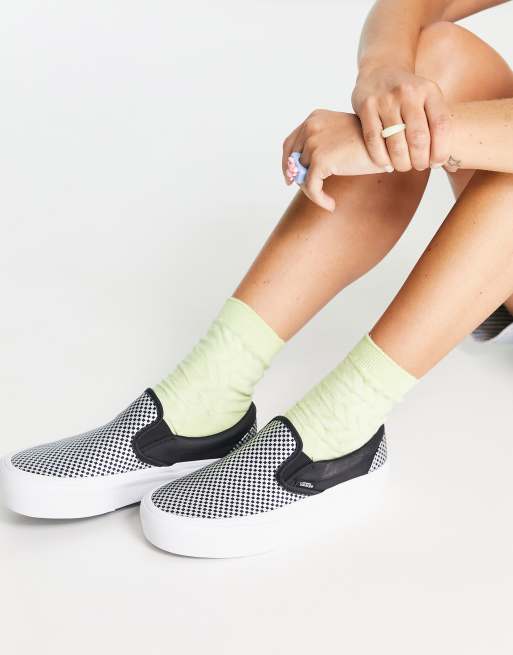 Vans Sparkle Check Platform Slip on sneakers in black and white ASOS