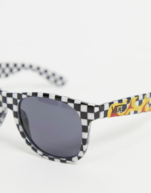 Vans - Spicoli 4 - Lunettes de soleil à damiers avec motif flamme - Noir/blanc, 4 de 4