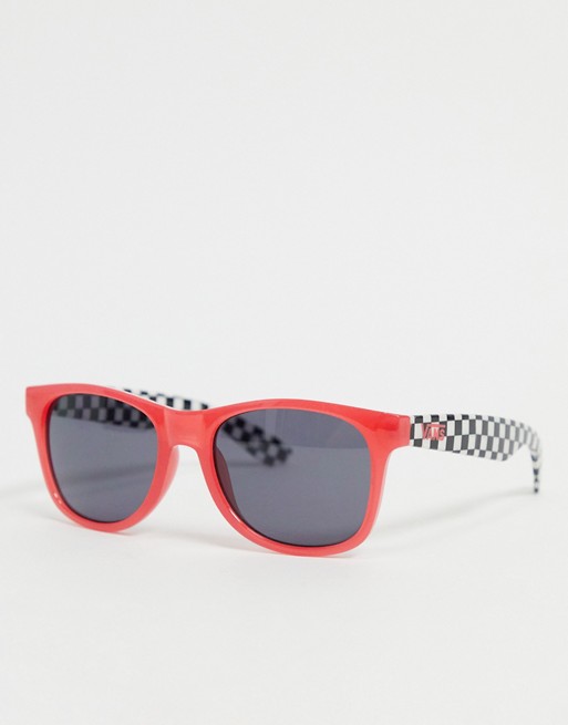 Vans spicoli 4 sunglasses in calypso coral with checkerboard detail