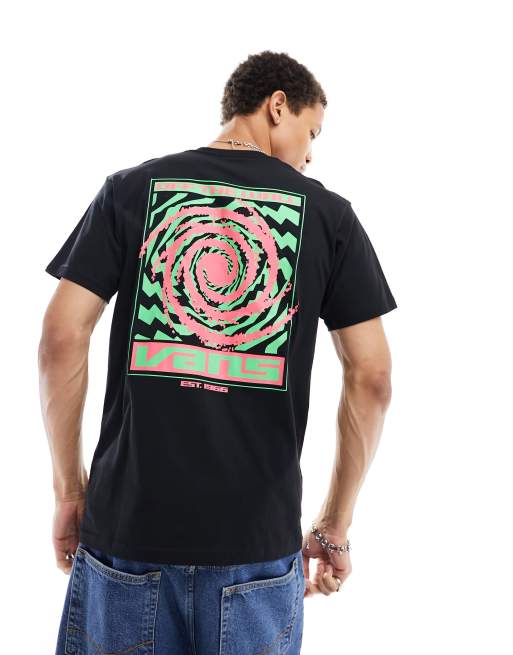 Vans spiral graphic back print t-shirt in black | ASOS