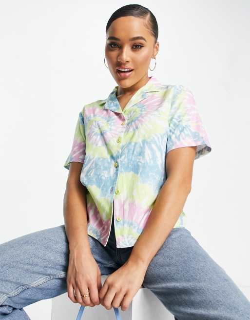 Vans Spiraling tie dye shirt in yellow and pink 