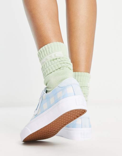 Vans old skool light blue clearance checkerboard