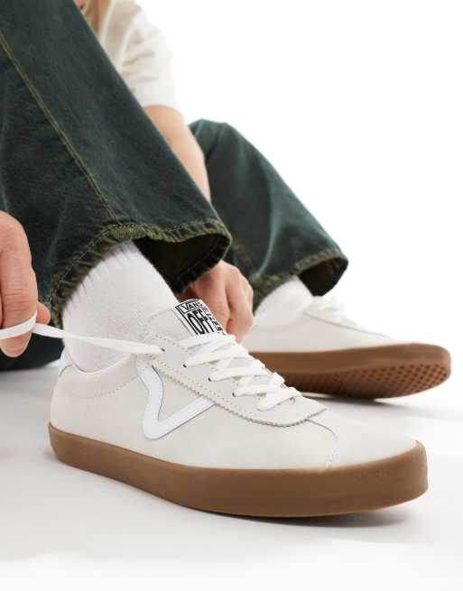 White leather vans gum sales sole