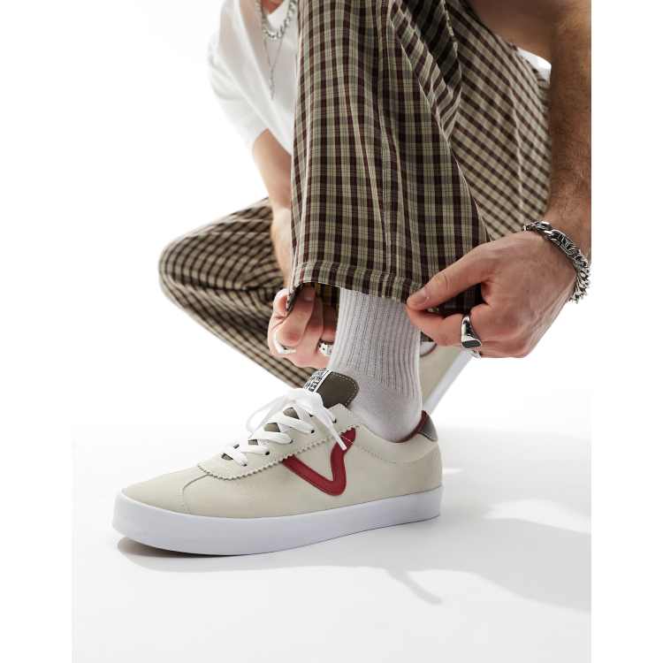 Cream red vans sales