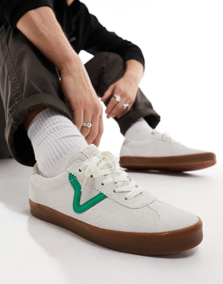 Vans Sport Low trainers in off white and green with gum sole