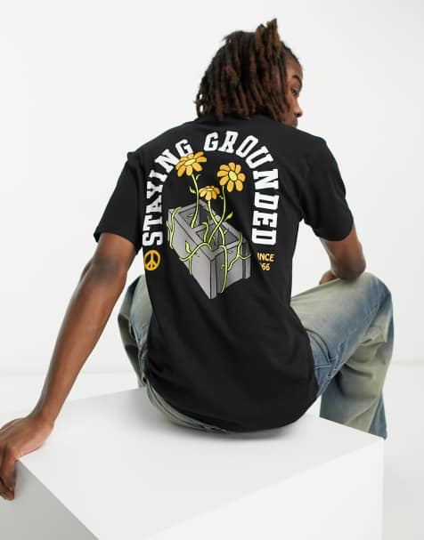 Vans staying grounded back print t-shirt in black - view 1