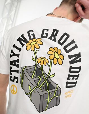 Vans staying grounded back print t-shirt in white