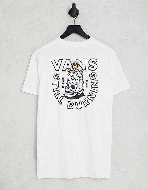 Vans - Still Burning - T-shirt met print op de rug in wit 