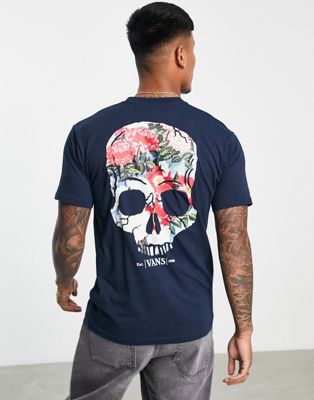 Vans Strange Blossoms back print t-shirt in navy