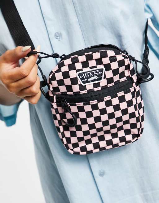 Vans Street Ready II cross body checkerboard bag in pink black