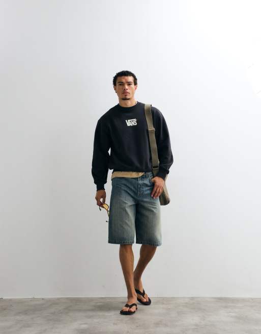 Vans Stretch Logo Sweatshirt mit Rundhalsausschnitt in Schwarz, 2 von 5