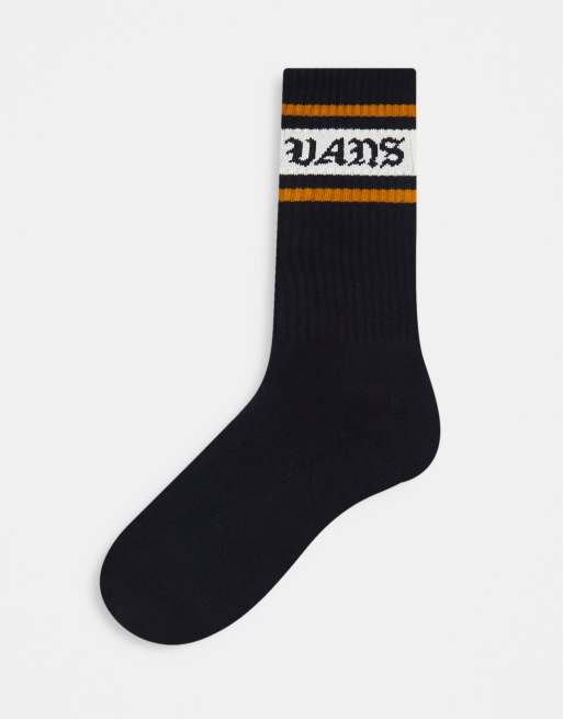Vans stripe crew socks in black