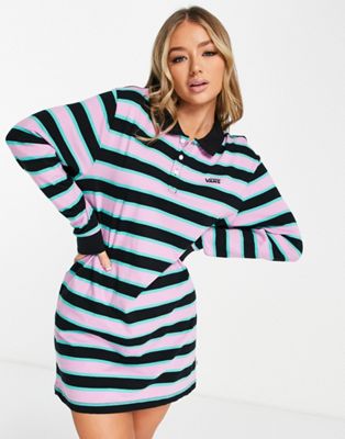 Vans Stripe polo dress in black and white