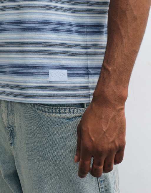 Vans Stripe ringer loose short sleeve knit in light blue, 4 of 5