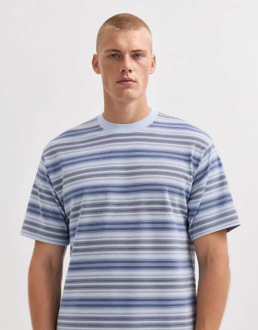 Vans Stripe ringer loose short sleeve knit in light blue, 8 of 9
