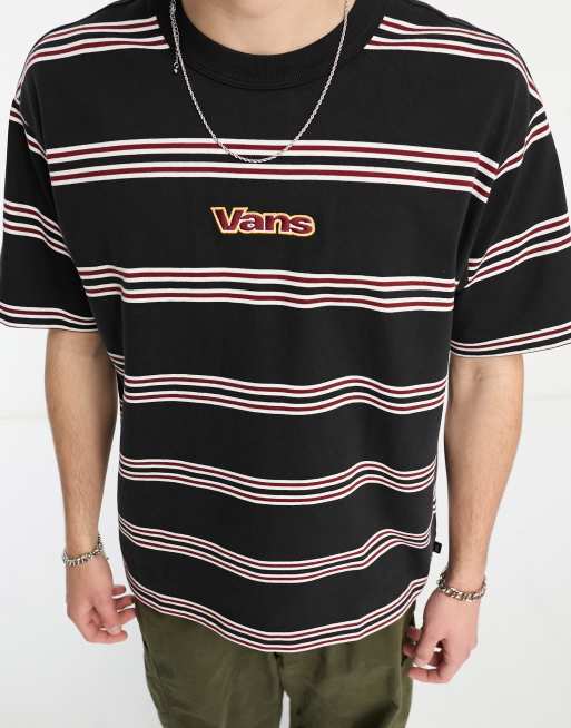 foretrækkes mulighed Enig med Vans striped logo T-shirt in black and red | ASOS