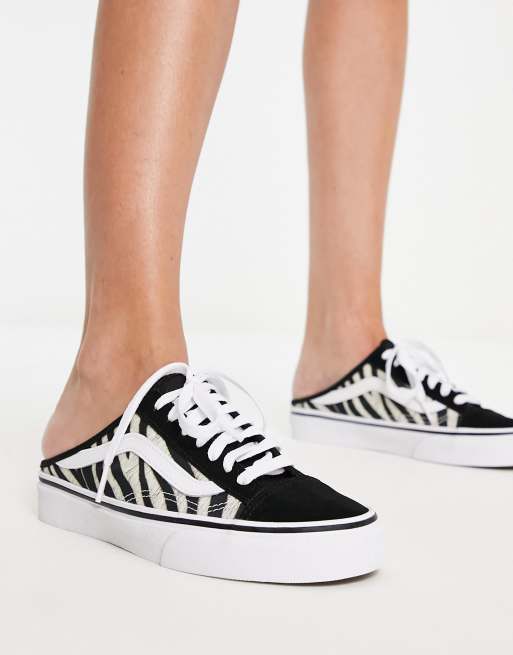 Vans - Style 36 - Sorte og hvide mule-sneakers med zebraprint 