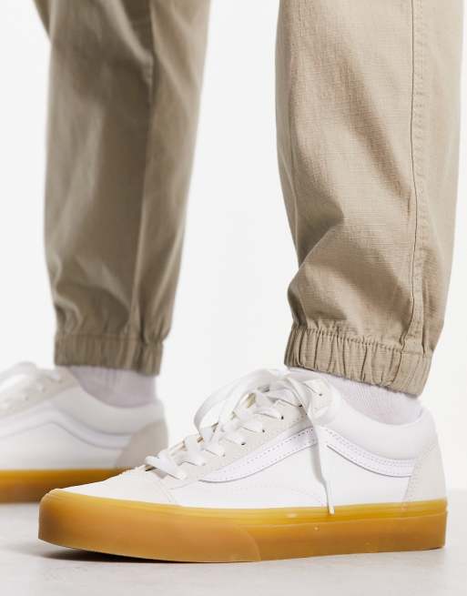 Vans style 36 trainers in white with gum sole