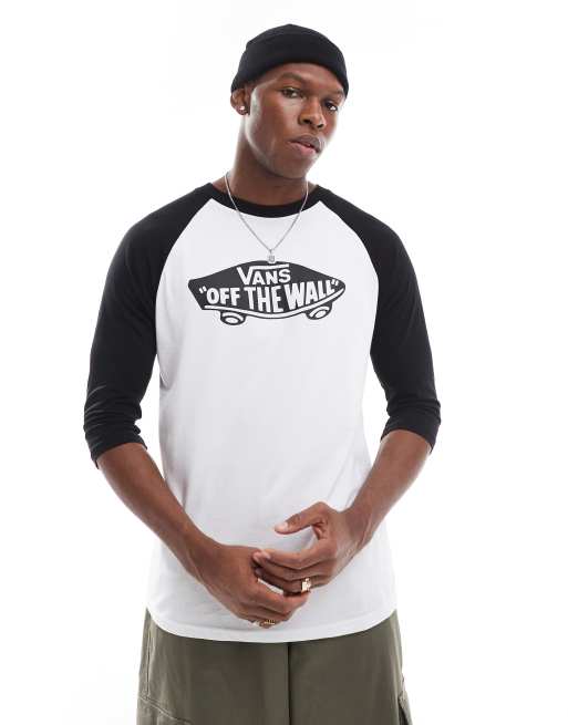 Vans - Style 76 - T-shirt met 3/4 raglanmouwen in wit met zwart