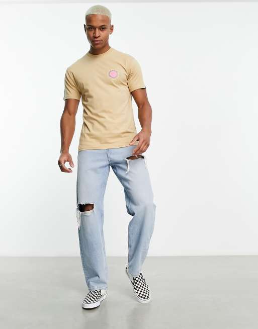 Vans summer camp back print t-shirt in stone | ASOS