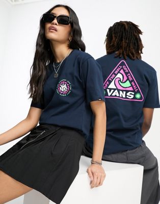Vans unisex summer camp back print t-shirt in navy - ASOS Price Checker
