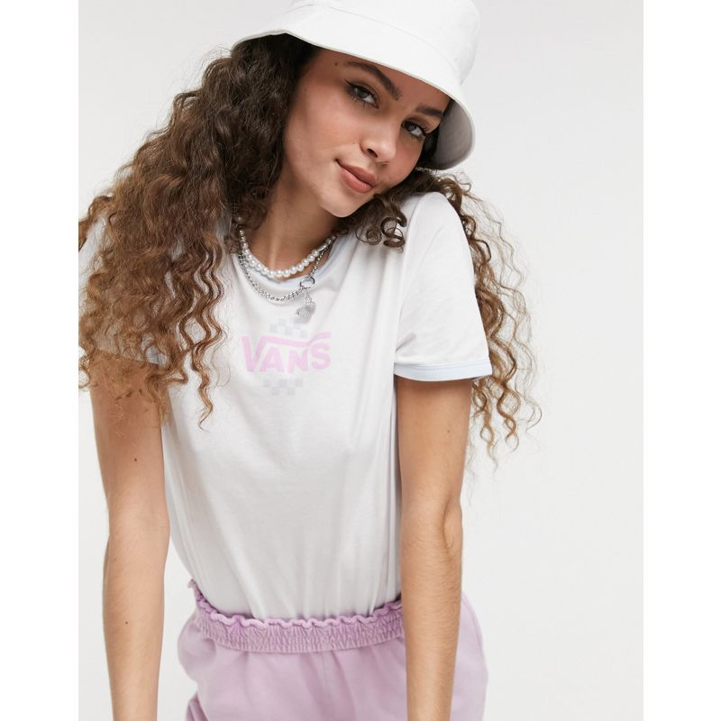 Top Donna Vans - Summer Schooler - T-shirt bianca con bordi a contrasto
