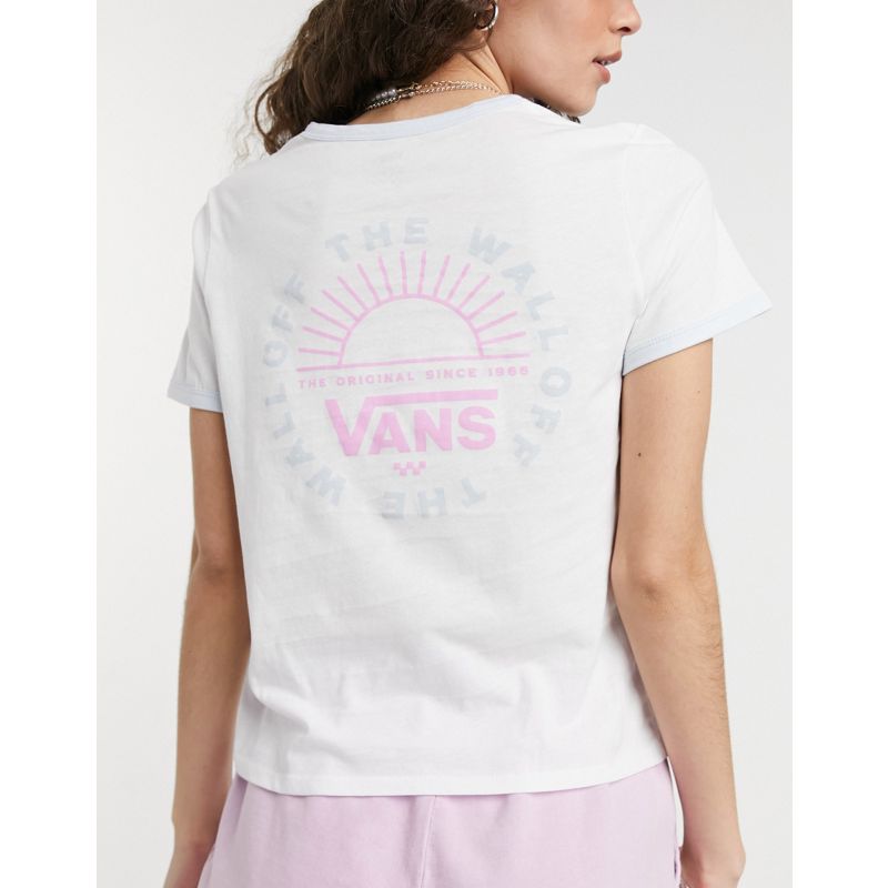 Top Donna Vans - Summer Schooler - T-shirt bianca con bordi a contrasto