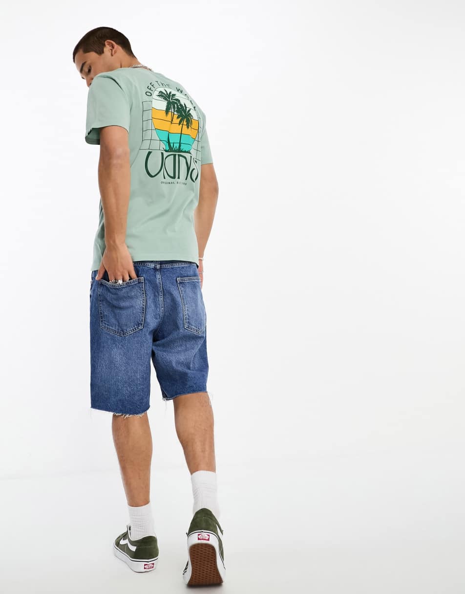 Vans sunset dual palm vintage back print t-shirt in green