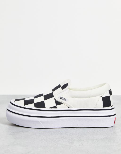 Vans Super ComfyCush Slip On Big Classics Baskets sans lacets damier Blanc noir