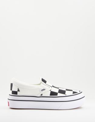 Vans Vans Super ComfyCush Slip-On Big Classics Checker trainers in white and black