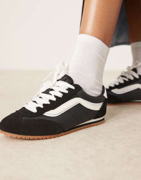 Vans Super Lowpro sneakers in black and white with lace detailing - view 1