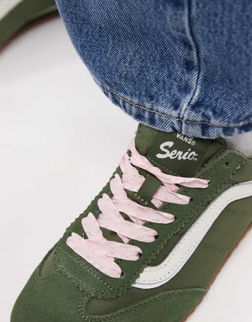 Vans Super Lowpro sneakers in dark green with pink detailing, 4 of 5