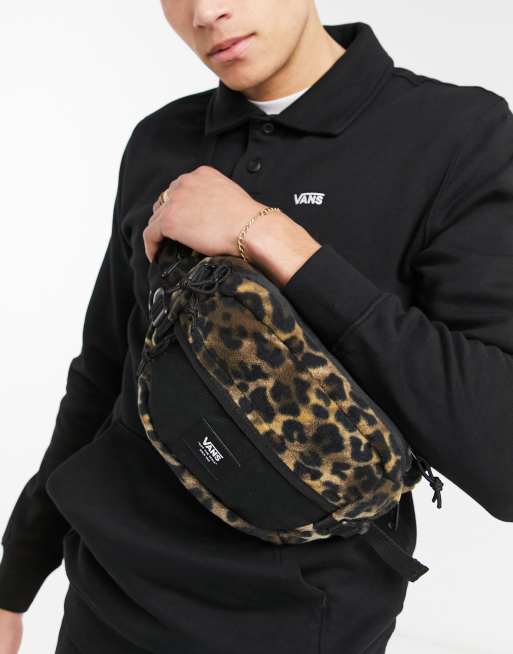 Vans - Survey - Borsa a tracolla con stampa leopardata nera e bianca