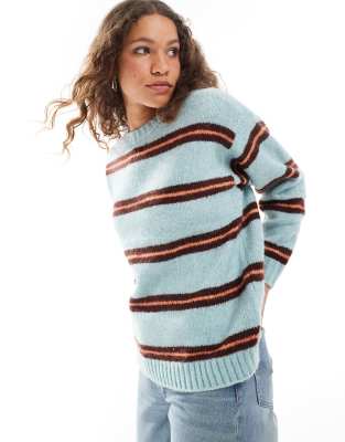 Vans - Suzie - Graues, gestreiftes Sweatshirt mit Rundhalsausschnitt