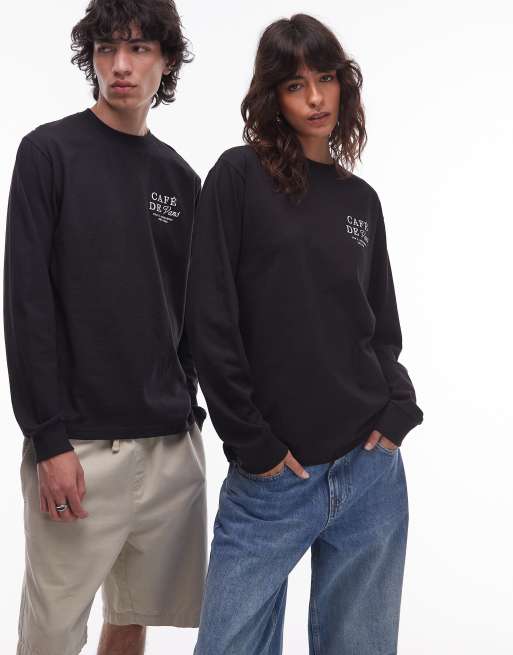 Vans – Svart, långärmad t-shirt med café-tryck baktill, 4 av 4