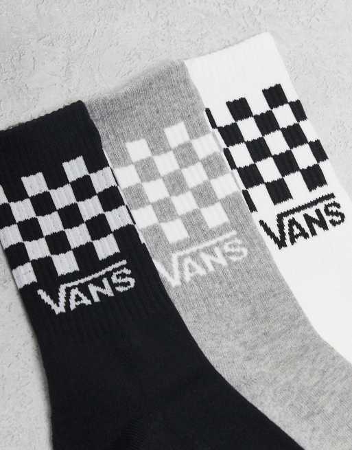 Vans – Svarta och vita, flerfärgade, rutiga, klassiska strumpor, 3-pack, 3 av 3