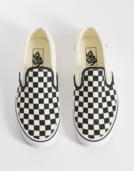 Vans – Svarta och vita, schackrutiga sneakers i loafermodell, 3 av 5