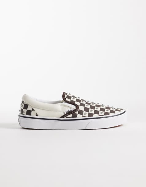 Vans – Svarta, schackrutiga sneakers i dra på-modell med strassdetaljer - view 1