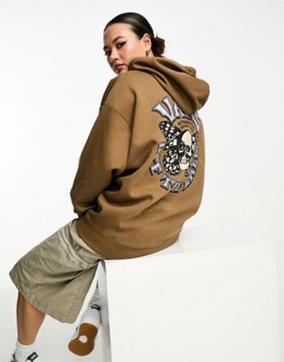 Vans oversized hoodie with skull fly back print in brown - ASOS Price Checker