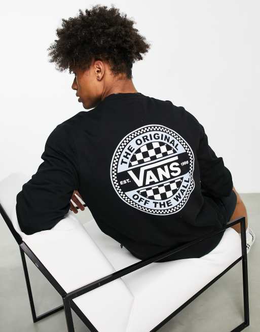 Vans Sweatshirt in Schwarz mit rundem Schachbrettmusterprint am Rucken ASOS