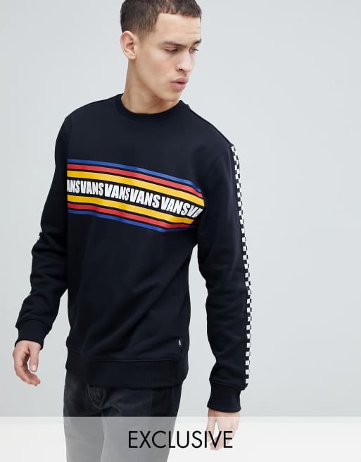 Vans sweatshirt with checkerboard arm in black Exclusive at ASOS | ASOS