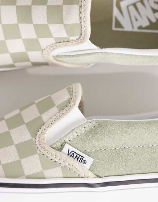 Vans – Szałwiowozielone wsuwane buty sportowe w szachownicę, 4 z 5