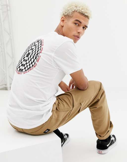 Vans T shirt carreaux avec imprim au dos Blanc VA3H6JWHT