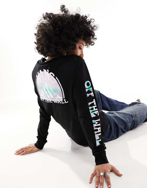 Vans T shirt a manches longues et imprime montagne au dos Noir ASOS