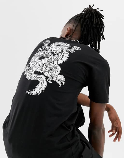 Vans T Shirt Avec Dragon Imprime Dans Le Dos Noir Vn0a3hxtblk1 Asos