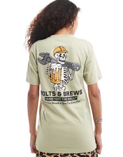 Vans - T-shirt avec imprimé tête de mort et clé au dos - Fauve clair, 4 de 4