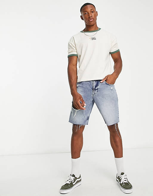 T-shirt bianca con stampa di pantaloncini sul retro Asos Uomo Abbigliamento Pantaloni e jeans Shorts Pantaloncini 